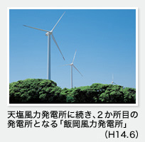 天塩風力発電所に続き、2か所目の発電所となる「飯岡風力発電所」（H14.6）
